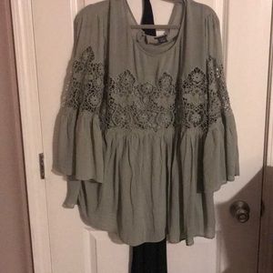 Torrid Boho Olive Peplum Top